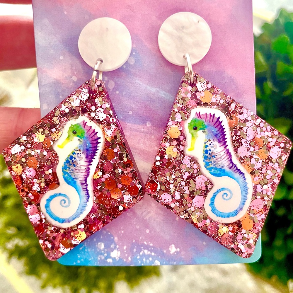 Seahorse Acrylic Dangle Earrings